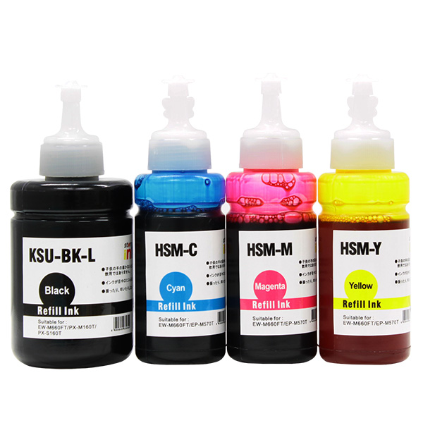 互換 KSU+HSM インクボトル 4色パック