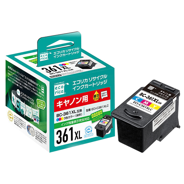 エコリカ ECI-C361XLC 3色カラー リサイクルインク CANON BC-361XL 対応