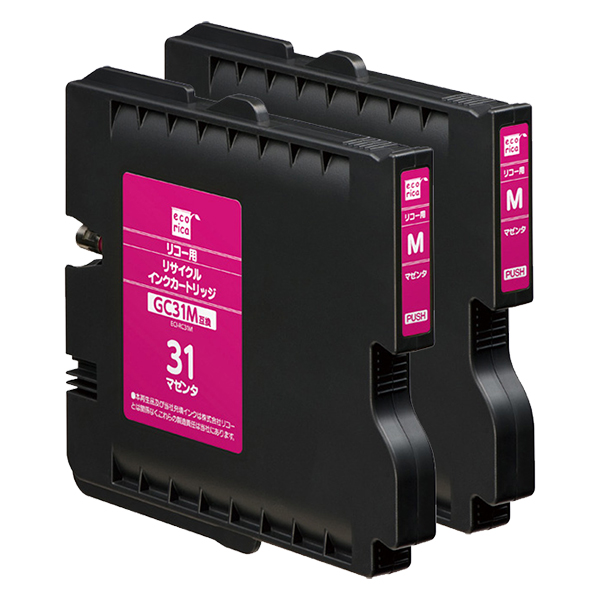 エコリカ ECI-RC31M マゼンタ Mサイズ リサイクルインクカートリッジ リコー GC31M 対応 2個パック