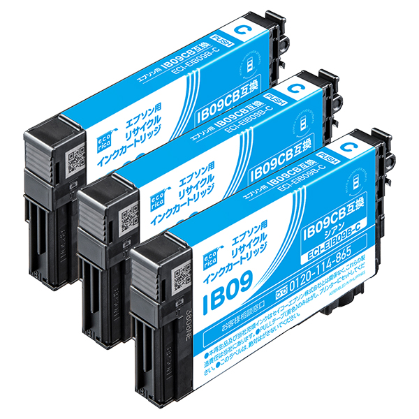 エコリカ ECI-EIB09B-C シアン エプソン IB09CB 対応リサイクルインクカートリッジ 3個