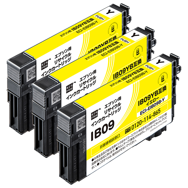 エコリカ ECI-EIB09B-Y イエロー エプソン IB09YB 対応リサイクルインクカートリッジ 3個