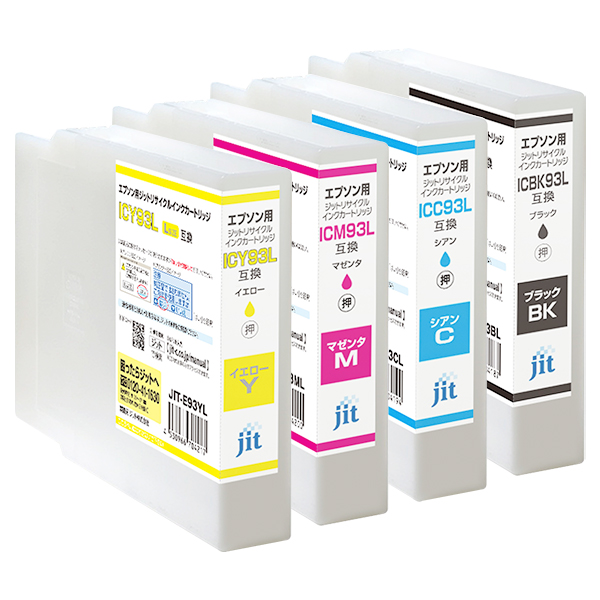 ジット JIT-E93BL/E93CL/E93ML/E93YL 4色セット | キヤノン ICBK93L/ICC93L/ICM93L/ICY93L 対応リサイクルインク