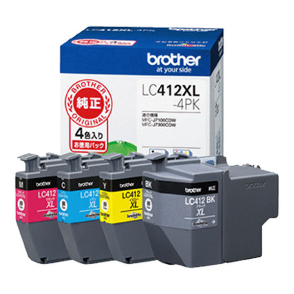 純正 LC412XL-4PK 大容量インクカートリッジ(お徳用4色パック)