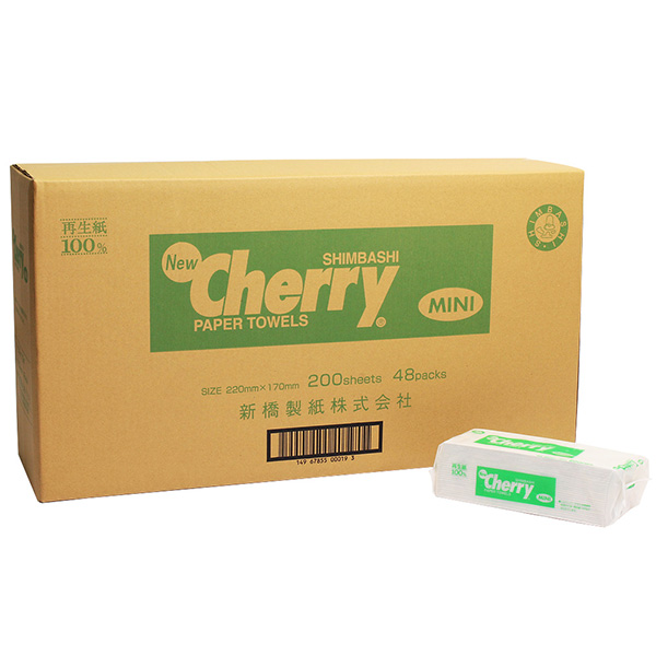 新橋製紙 ニューチェリー ミニタオル 200枚 (エコノミー) ペーパータオル 1ケース